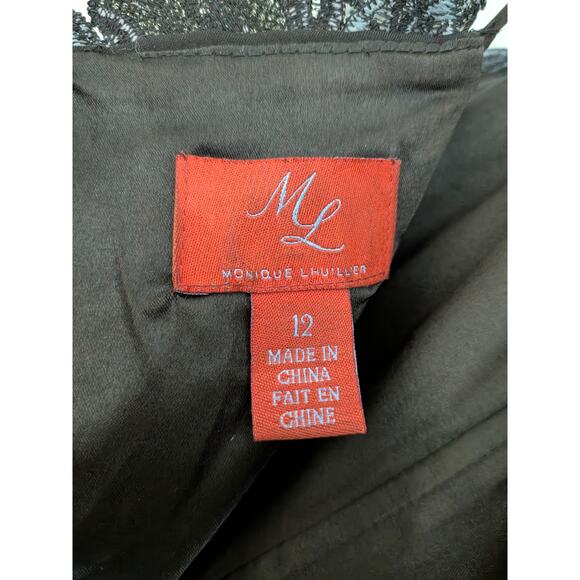 Monique Lhuillier Garden Lace Sheath Dress / Gown Black US Size 12 - Picture 8 of 10